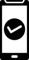 Black and White illustration of mobile verification icon. vector