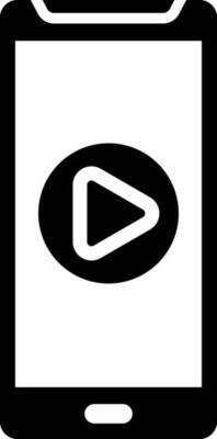 Video play in smartphone glyph icon.