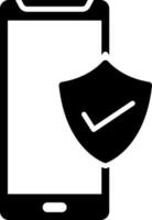 Verify mobile security glyph icon. vector