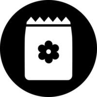 Black and White illustration of flower seed packet icon. vector