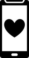 Favorite or heart shape in smartphone icon. vector