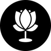 Black and White illustration of lotus flower icon. vector