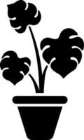 Black and White tropical or palm plant in flat style. vector