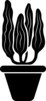 Black and White euphorbia ingens plant icon in flat style. vector