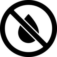 No agua icono en negro y blanco color. vector