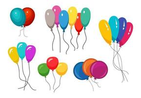 Bunches of several colour helium balloons. Vector illustration.