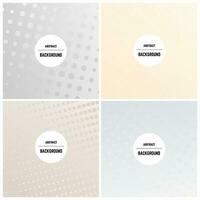 Set of four monochrome background with dots and halftone effect. Vector illustration.