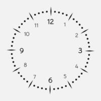 Clock face on a white background. 12 hours watch dial with round scale. Vector illustration