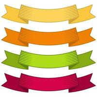 Set of four multicolor ribbons and banners for web design. Great design element isolated on white background. Vector illustration.