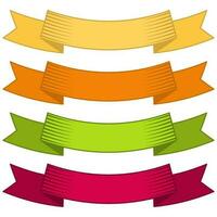 Set of four multicolor ribbons and banners for web design. Great design element isolated on white background. Vector illustration.