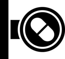 Medicine sign board icon in Black and White color. vector