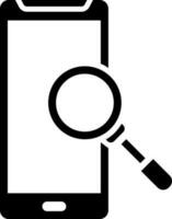 Online searching by smartphone glyph icon. vector