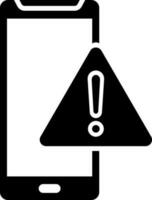 Warning symbol in smartphone icon. vector