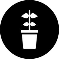 Black and White plant icon in flat style. vector