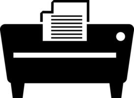 Black and white printer with documents. vector