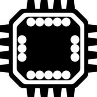 Flat style processor chip in Black and White color. vector