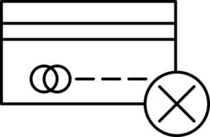 Line art illustration of credit card with cross sign. vector