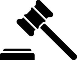 Black and White illustration of judge gavel icon. vector