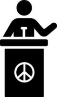 Peace discourse or speaker glyph icon. vector