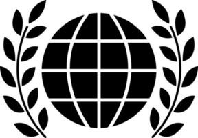 Earth planet with laurel wreath icon. vector