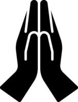 Namaste or welcome icon in black color. vector