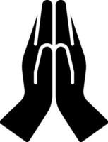 Namaste or welcome icon in black color. vector