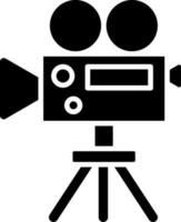 Black and White illustration of video camera icon. vector