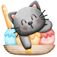 Cat with ice cream watercolor element png