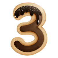 Number 3 cookie edition watercolor element png
