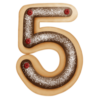 Number 5 cookie edition watercolor element png