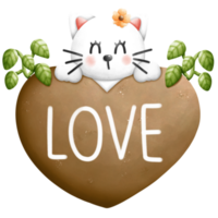 Cat with love watercolor element png