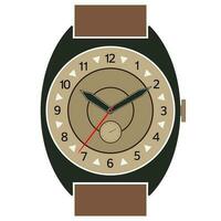 clásico diseño mecánico reloj de pulsera aislado en blanco antecedentes. reloj cara con hora, minuto y segundo manos. vector ilustración.