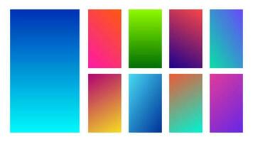 Set of nine colorful gradient backgrounds. Collection of gradients for smartphones screen and mobile apps. Vector illustration.