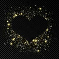 Heart shape frame with golden glitter on dark vector