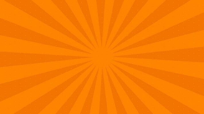 Orange comic book page background in pop art style with empty space. Template with rays, dots and halftone effect texture. Vector illustration