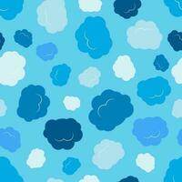 Seamless pattern with clouds on blue sky. Cute endless cloudscape. Vector illustration.