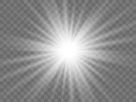 Sunlight on a background. Isolated white rays of light. Vector illustration