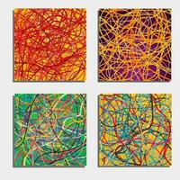 Set of four beautiful abstract backgrounds with moving colorful lines. Bright background of curves lines with a lot of colors. Vector illustration.