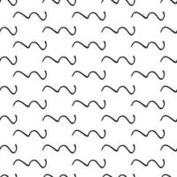 Seamless pattern with black hand drawn doodle wavy lines on white background. Abstract grunge texture. Vector illustration