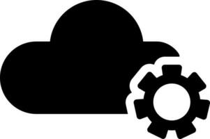 Black and White illustration of cloud setting icon. vector