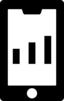 Bar graph on smartphone screen glyph icon. vector