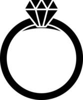 Diamond ring glyph icon or symbol. vector