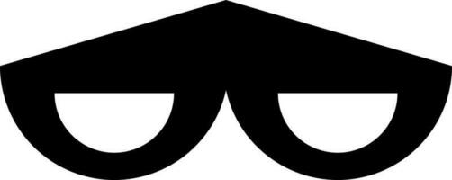 Black and White ninja eye mask icon in glyph style. vector
