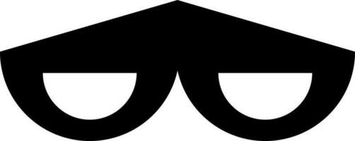 Black and White ninja eye mask icon in glyph style. vector