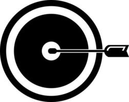 Dartboard with arrow icon in Black and White color. vector