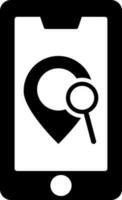 Online location searching by smartphone icon in Black and White color. vector