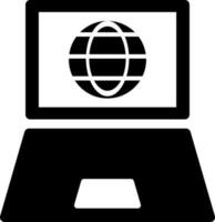 Laptop internet connection icon in Black and White color. vector