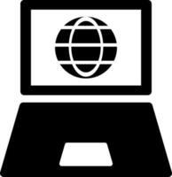 Laptop internet connection icon in Black and White color. vector