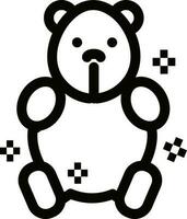 Black and White teddy beer icon in flat style. vector