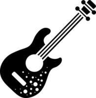 Black and White guitar icon in flat style. vector